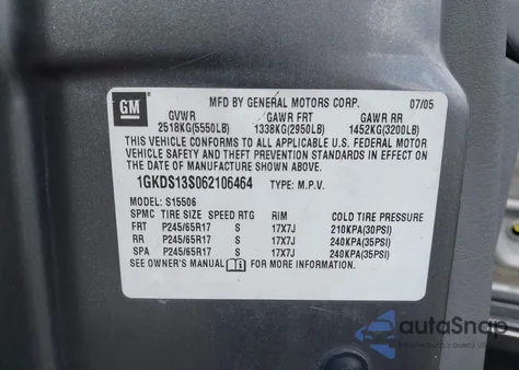 2006 GMC Envoy Sle из США, поврежденный, VIN 1GKDS13S062106464